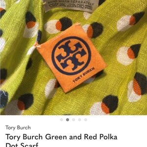 Tory Burch Burgundy and Orange Patterned Scarf